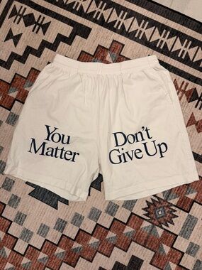 Praying White Athletic Shorts with Motivational Print